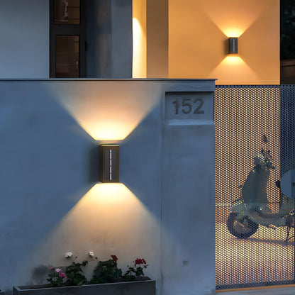 Solar Buitenlamp Up Down LED Aluminium Zwart Tuin Voordeur Veranda IP65 Wandlamp Zonne-energie Boven Onder Verlichting Modern Minimalistisch