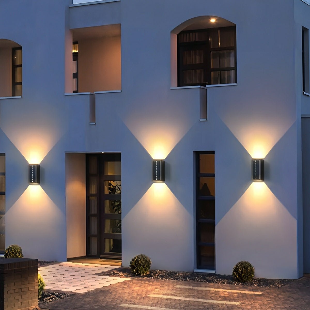 Solar Buitenlamp Up Down LED Aluminium Zwart Tuin Voordeur Veranda IP65 Wandlamp Zonne-energie Boven Onder Verlichting Modern Minimalistisch