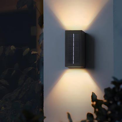 Solar Buitenlamp Up Down LED Aluminium Zwart Tuin Voordeur Veranda IP65 Wandlamp Zonne-energie Boven Onder Verlichting Modern Minimalistisch
