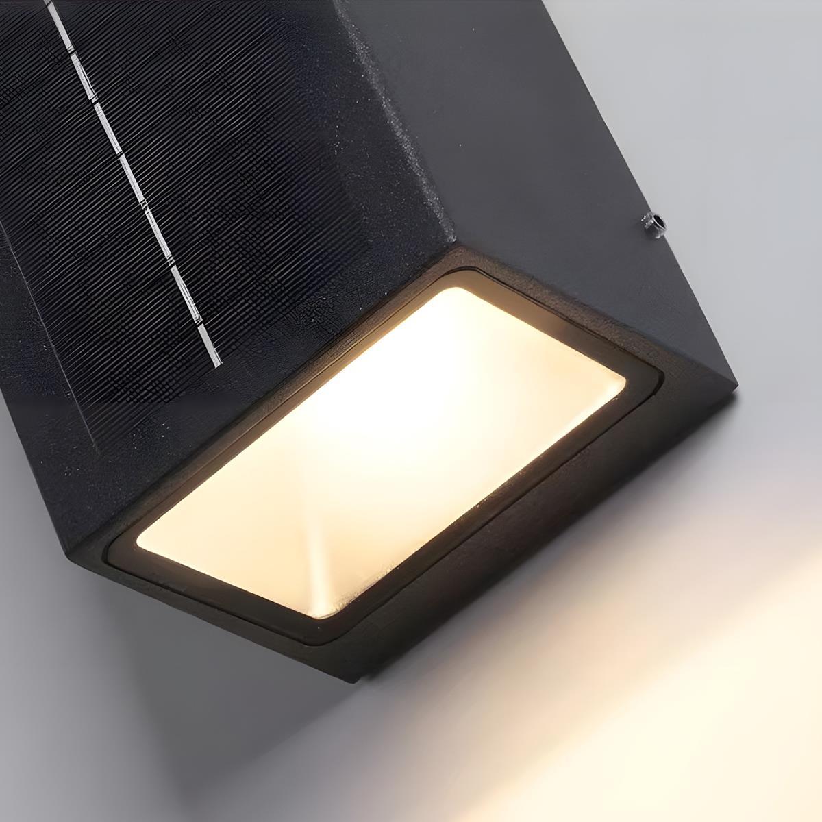 Solar Buitenlamp Up Down LED Aluminium Zwart Tuin Voordeur Veranda IP65 Wandlamp Zonne-energie Boven Onder Verlichting Modern Minimalistisch