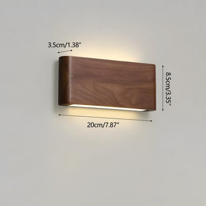 Wandlamp Hout Walnoot LED 6W Binnen Woonkamer Slaapkamer Rechthoek Dimbaar Wandverlichting Japandi Interieur Sfeerverlichting