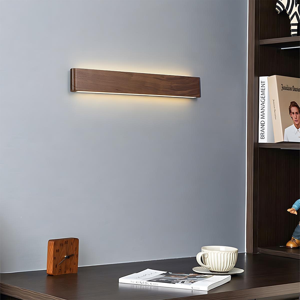 Wandlamp Hout Walnoot LED 6W Binnen Woonkamer Slaapkamer Rechthoek Dimbaar Wandverlichting Japandi Interieur Sfeerverlichting