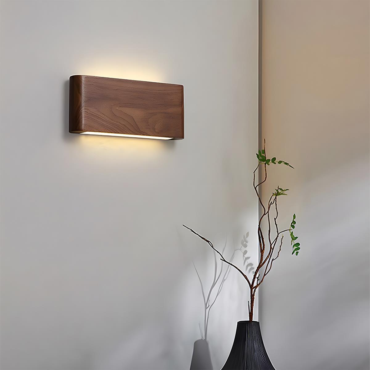 Wandlamp Hout Walnoot LED 6W Binnen Woonkamer Slaapkamer Rechthoek Dimbaar Wandverlichting Japandi Interieur Sfeerverlichting