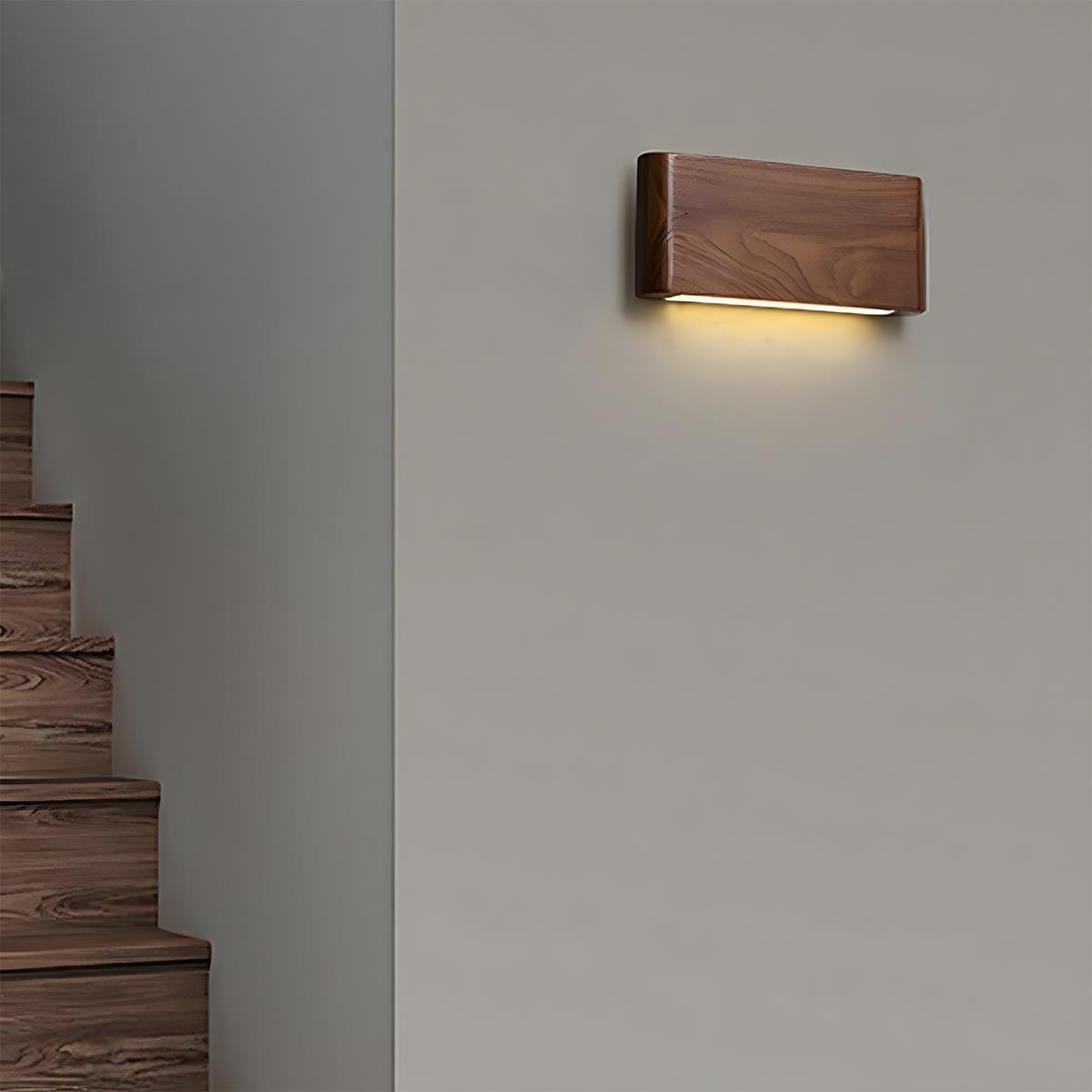 Wandlamp Hout Walnoot LED 6W Binnen Woonkamer Slaapkamer Rechthoek Dimbaar Wandverlichting Japandi Interieur Sfeerverlichting