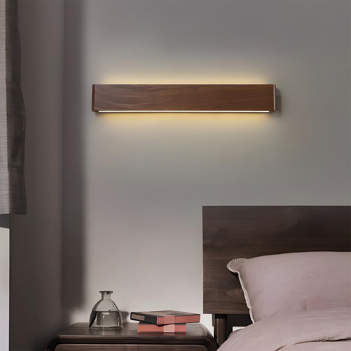 Wandlamp Hout Walnoot LED 6W Binnen Woonkamer Slaapkamer Rechthoek Dimbaar Wandverlichting Japandi Interieur Sfeerverlichting