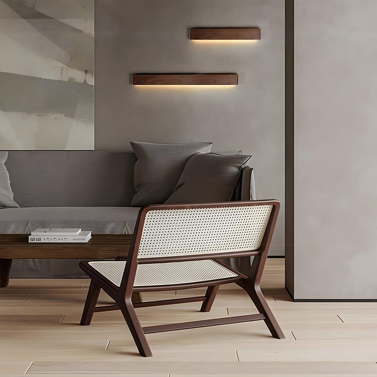 Wandlamp Hout Walnoot LED 6W Binnen Woonkamer Slaapkamer Rechthoek Dimbaar Wandverlichting Japandi Interieur Sfeerverlichting