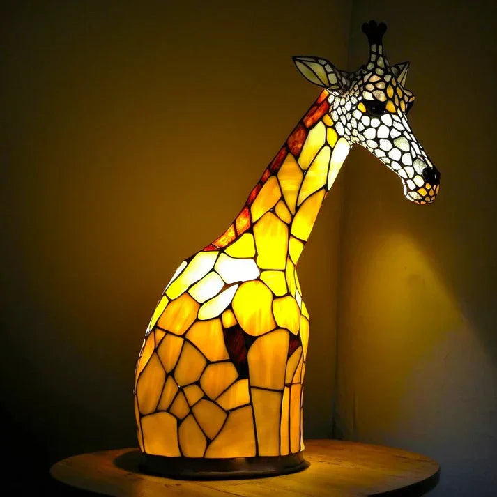 Decoratieve Tafelverlichting met Gekleurd Glasmozaïek – Wolf, Schildpad, Leeuw, Olifant – Sfeervolle Tafellamp 15cm