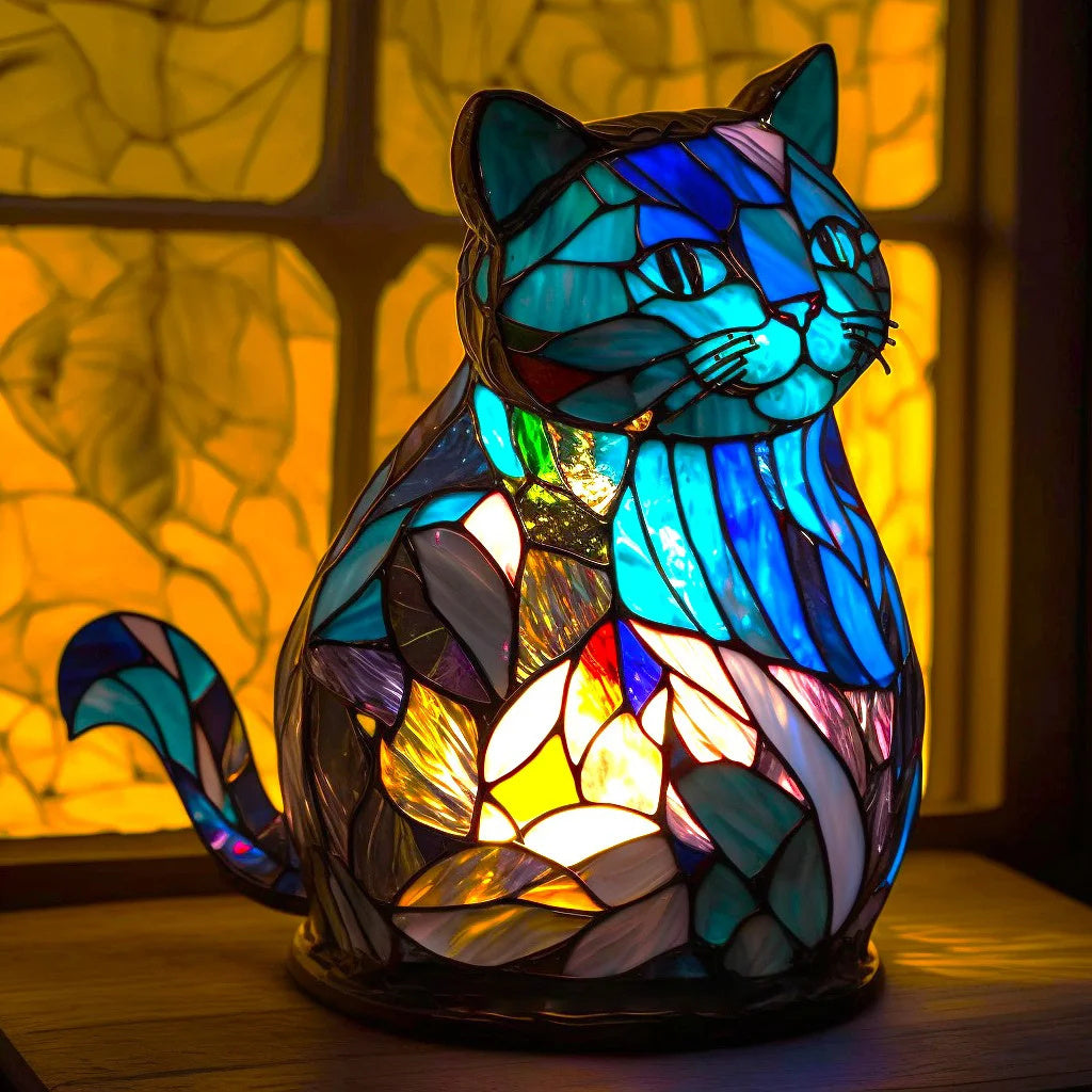 Decoratieve Tafelverlichting met Gekleurd Glasmozaïek – Wolf, Schildpad, Leeuw, Olifant – Sfeervolle Tafellamp 15cm
