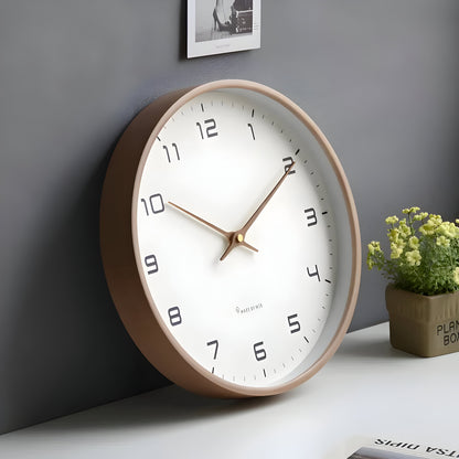 Moderne ronde houten wandklok met stilzwijgend uurwerk voor woonkamer, keuken en slaapkamer