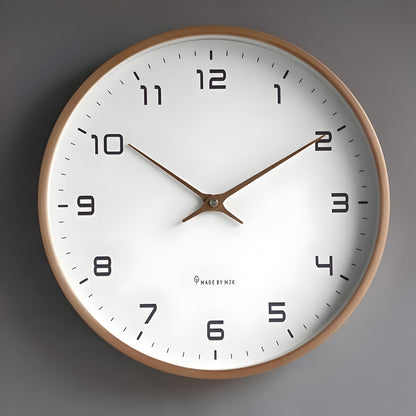 Moderne ronde houten wandklok met stilzwijgend uurwerk voor woonkamer, keuken en slaapkamer