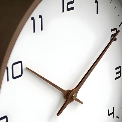 Moderne ronde houten wandklok met stilzwijgend uurwerk voor woonkamer, keuken en slaapkamer