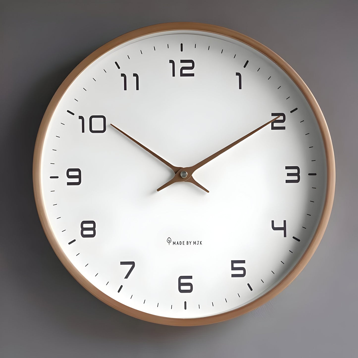 Moderne ronde houten wandklok met stilzwijgend uurwerk voor woonkamer, keuken en slaapkamer