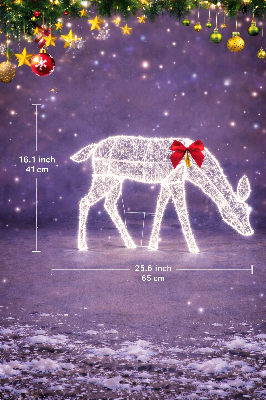Verlichte Rendierenfamilie Decoratie Rotan Design Voor Tuin Gouden Finish Outdoor Kerstverlichting Set 3-Delig
