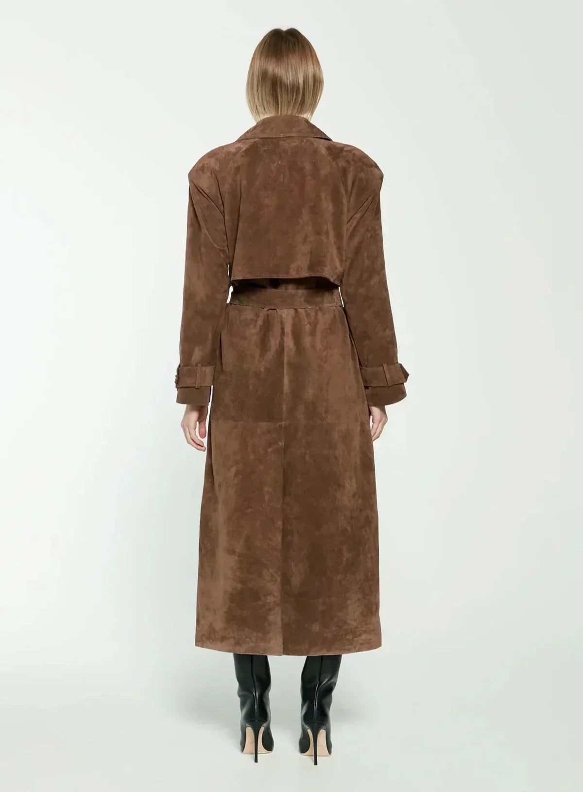 Lederen Trenchcoat Zacht Scamosciato Leer