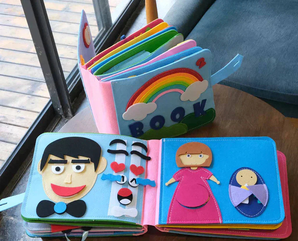 Interactief Viltboek Avonturen 16 Pagina's met Afneembare Elementen | Montessori Educatief Speelgoed voor Fijnmotoriek en Fantasie 2-5 jaar
