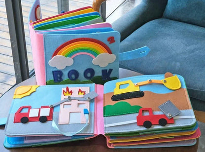 Interactief Viltboek Avonturen 16 Pagina's met Afneembare Elementen | Montessori Educatief Speelgoed voor Fijnmotoriek en Fantasie 2-5 jaar