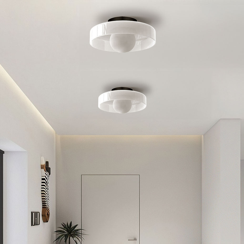Plafonnière Glas Schijf Mat ∅25 en ∅35 cm Wit Groen Geel G9 Metaal Woonkamer Overloop