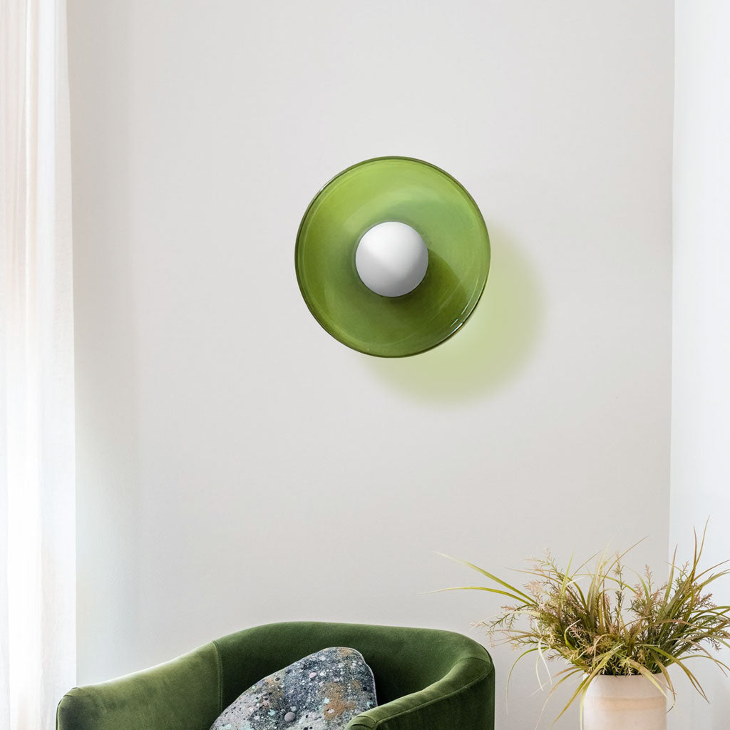 Plafonnière Glas Schijf Mat ∅25 en ∅35 cm Wit Groen Geel G9 Metaal Woonkamer Overloop