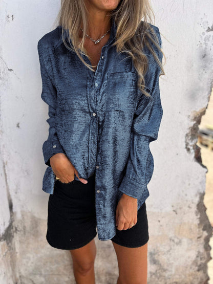 Dames Blouse Oversized met Glanzende Stof Casual Kleding