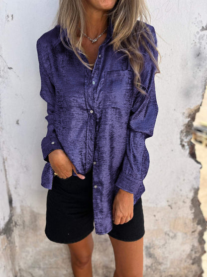 Dames Blouse Oversized met Glanzende Stof Casual Kleding