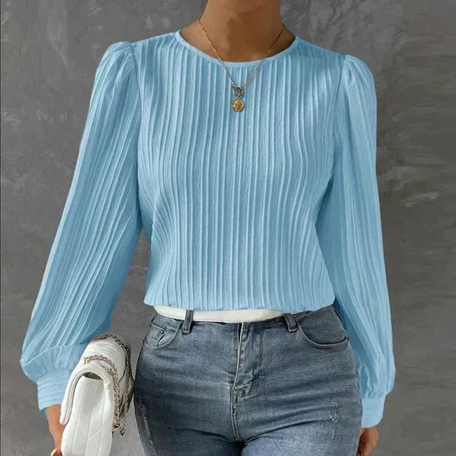 Dames Blouse met Structuur en Verticale Strepen