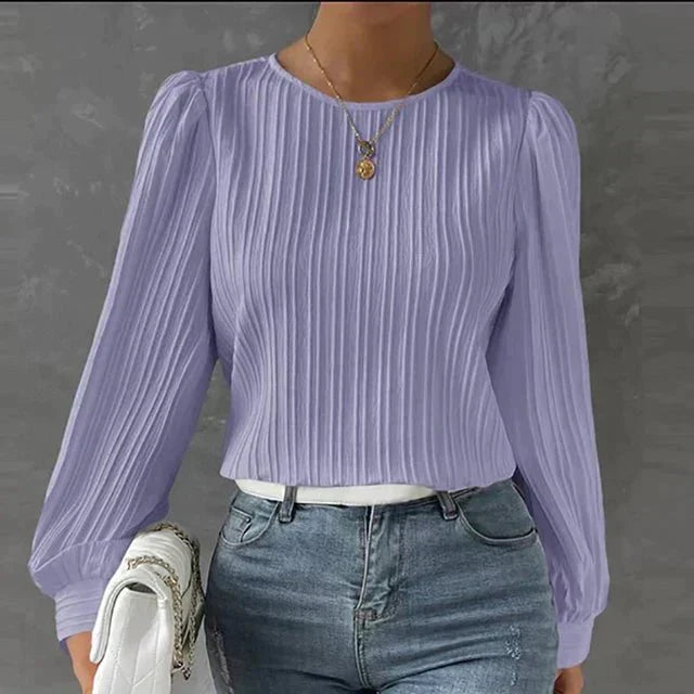 Dames Blouse met Structuur en Verticale Strepen
