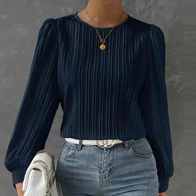 Dames Blouse met Structuur en Verticale Strepen