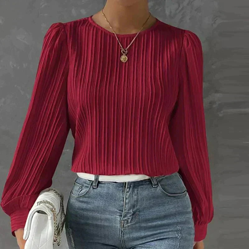 Dames Blouse met Structuur en Verticale Strepen