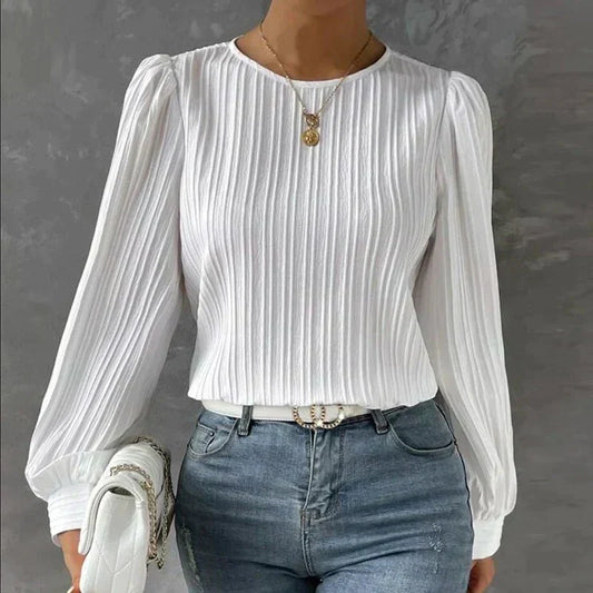 Dames Blouse met Verticale Strepen en Strikdetails - StudioMarella