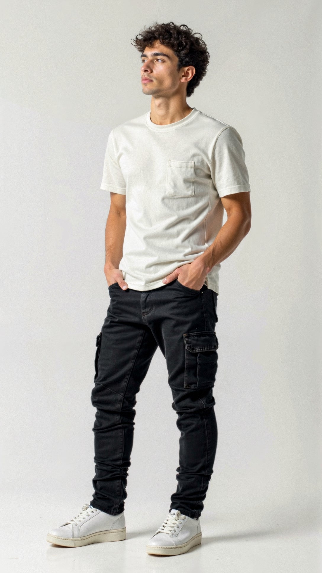 Heren Stretch Cargo Jeans Slim Fit Meerdere Zakken