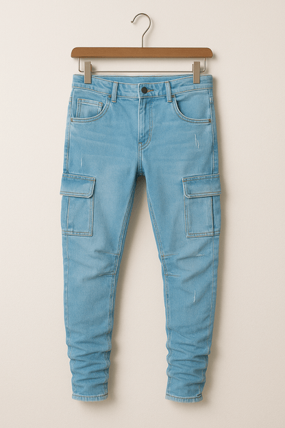 Heren Stretch Cargo Jeans Slim Fit Meerdere Zakken