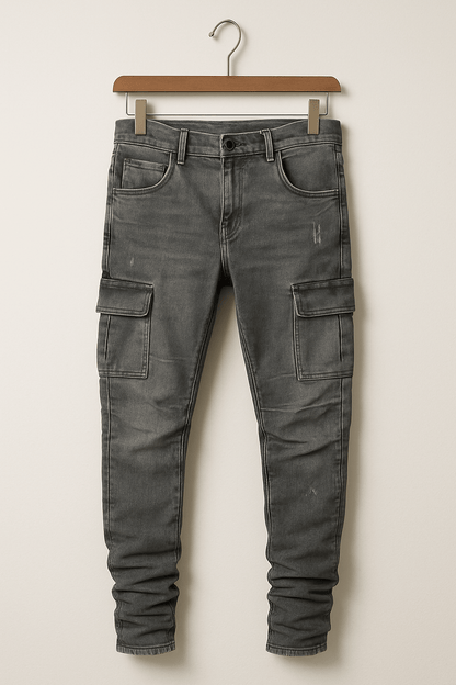 Heren Stretch Cargo Jeans Slim Fit Meerdere Zakken
