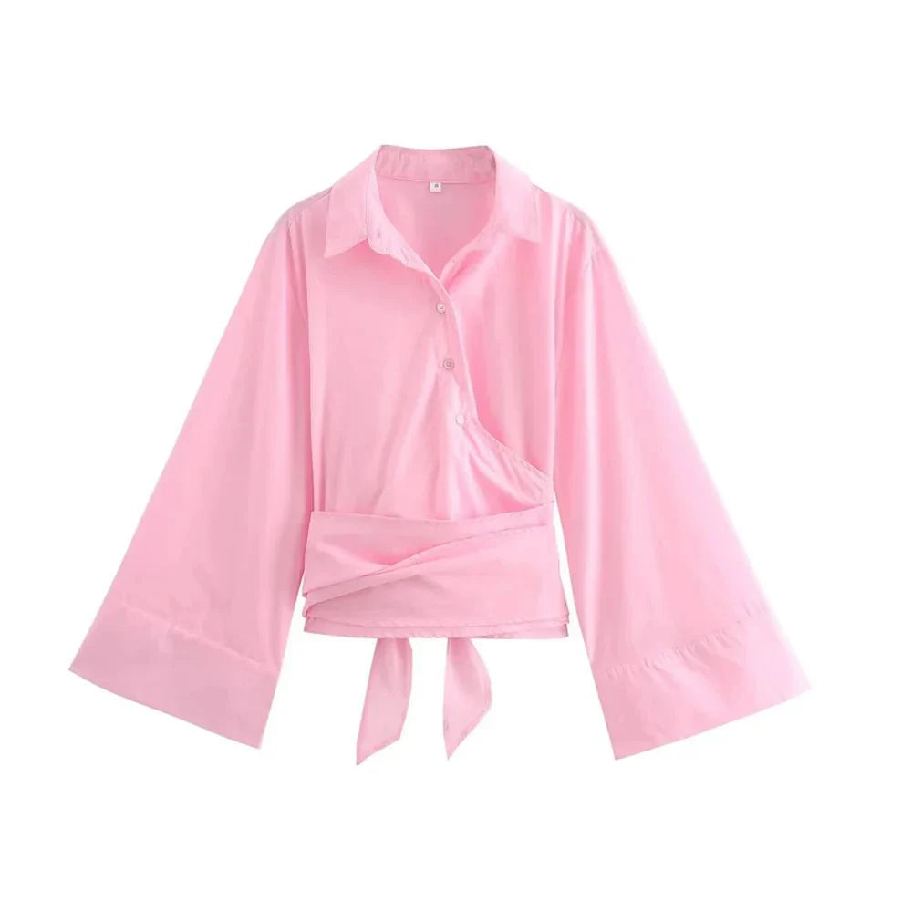 Vrouwelijke Kimono Blouse met Brede Ceintuur