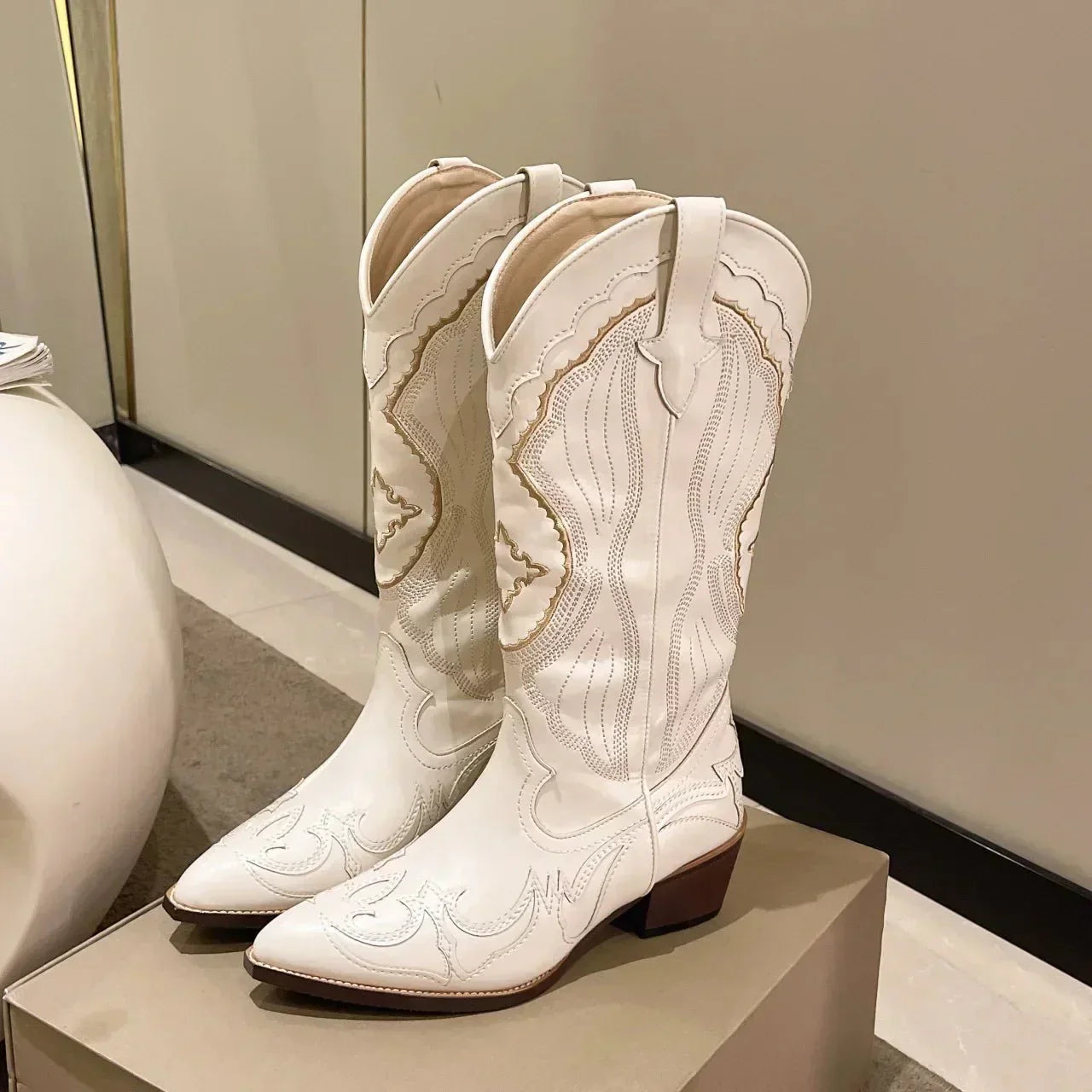 Cowboylaarzen met Rijke Borduurwerk uit Sintetisch Leer - StudioMarella