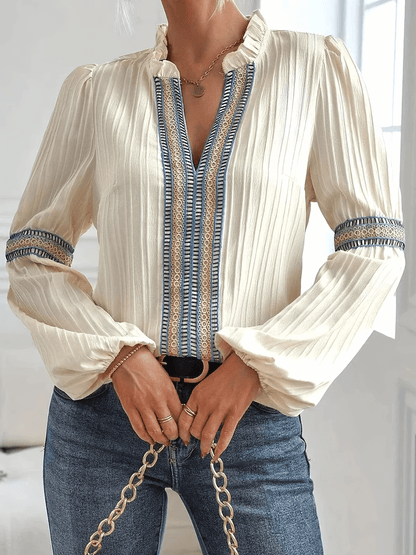 Dames Blouse Lange Mouwen Fijne Plooien Elegant - StudioMarella