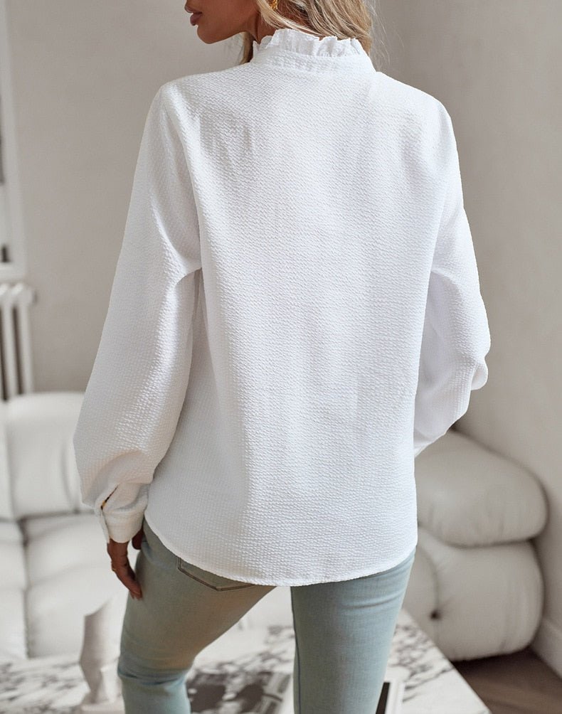 Dames Blouse Lange Mouwen Ruches Zomer Jurk