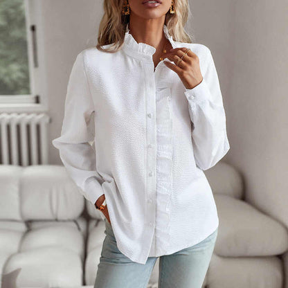 Dames Blouse Lange Mouwen Ruches Zomer Jurk