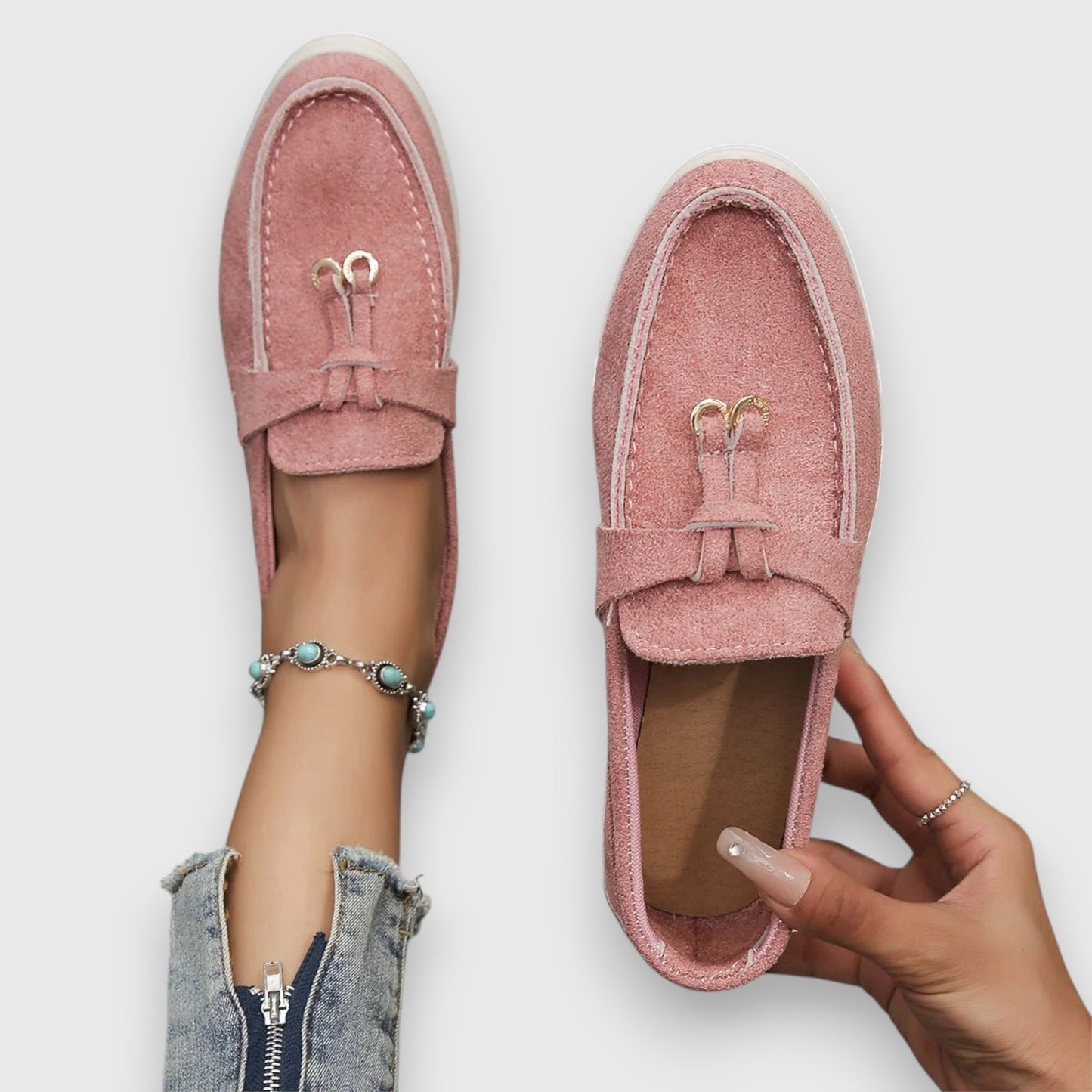 Leren Mocassino's voor Dames met Scamosciato Leer