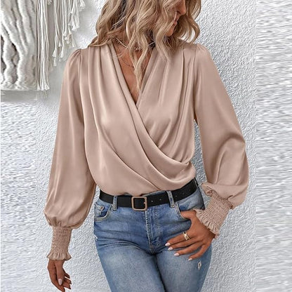 Dames Blouse Lange Mouwen Gerimpeld Klassiek