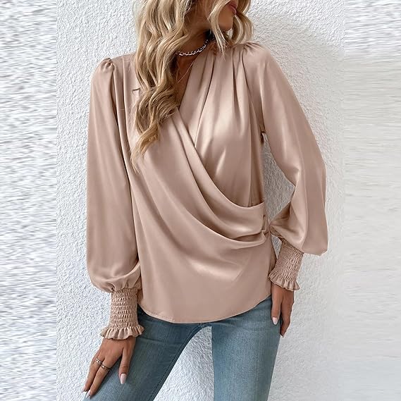 Dames Blouse Lange Mouwen Gerimpeld Klassiek