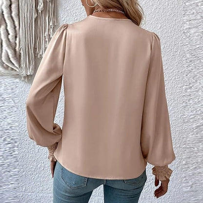 Dames Blouse Lange Mouwen Gerimpeld Zwart Wit