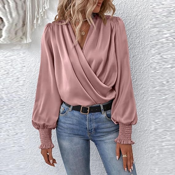 Dames Blouse Lange Mouwen Gerimpeld Klassiek
