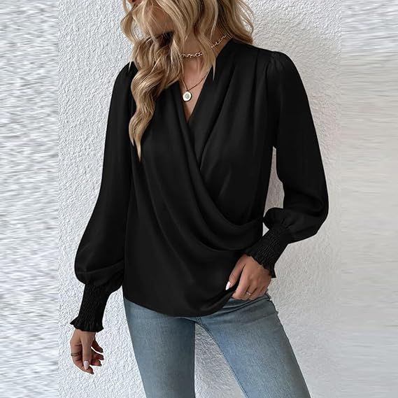 Dames Blouse Lange Mouwen Gerimpeld Klassiek