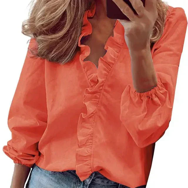 Dames Blouse V-Hals Ruches Jurkachtig Model
