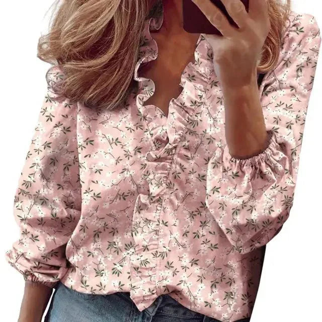Dames Blouse V-Hals Ruches Jurkachtig Model