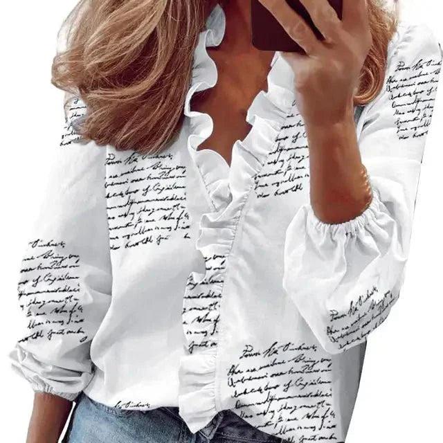 Dames Blouse V-Hals Ruches Jurkachtig Model
