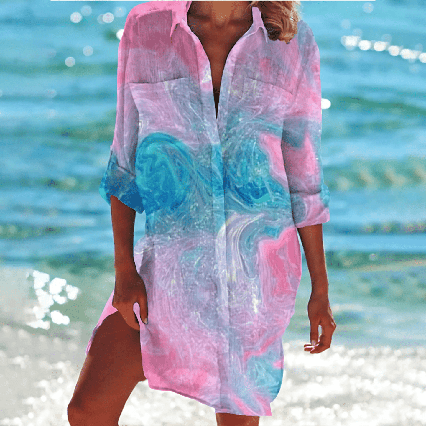 Dames Jurk Shirt | Luchtige Tie Dye Zomerjurk