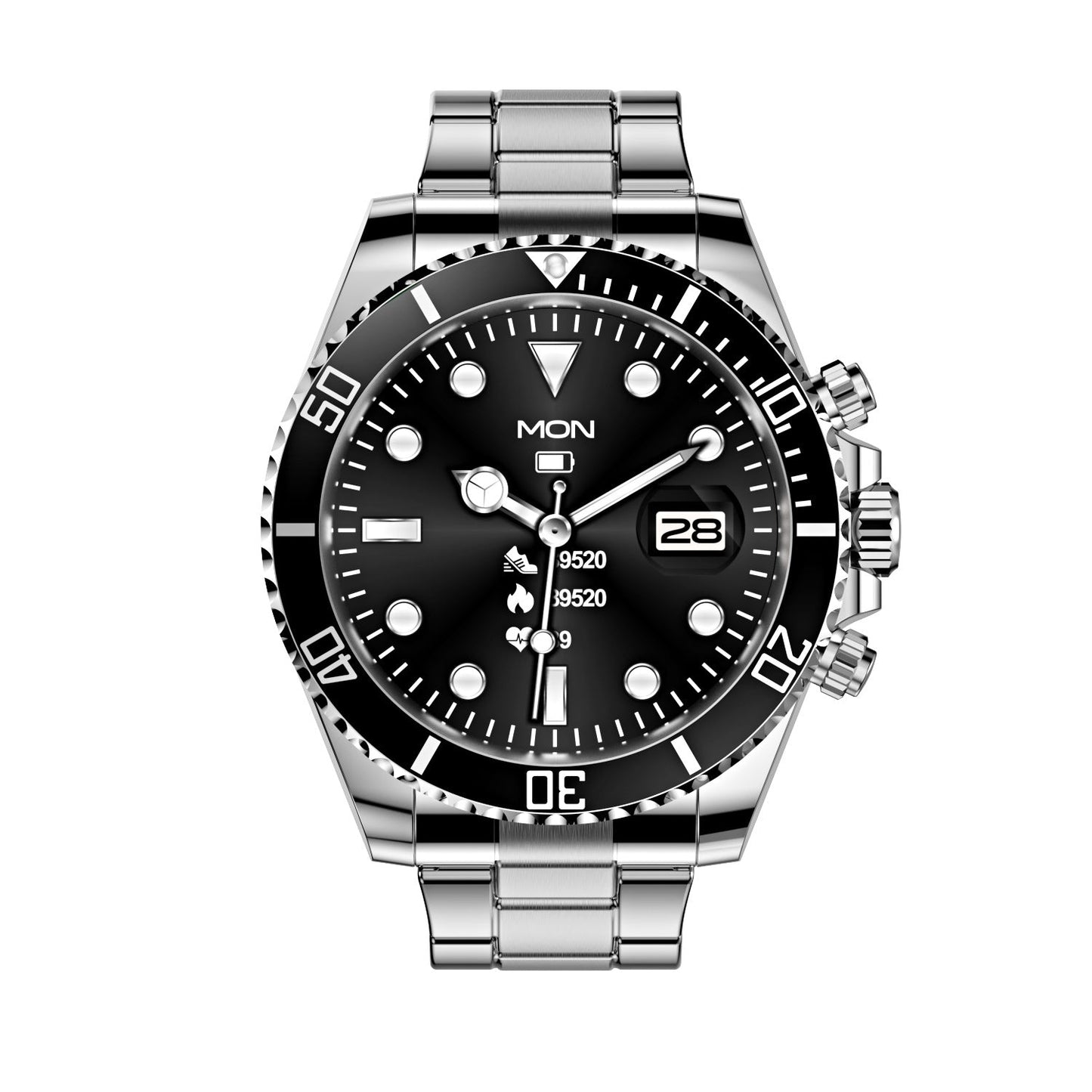 Multifunctioneel Heren Smartwatch met Bluetooth Gespreksfunctie – Roestvrijstalen Band met Draaibare Bezel – Hartslagmeting & Fitnesstracking