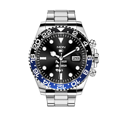 Multifunctioneel Heren Smartwatch met Bluetooth Gespreksfunctie – Roestvrijstalen Band met Draaibare Bezel – Hartslagmeting & Fitnesstracking