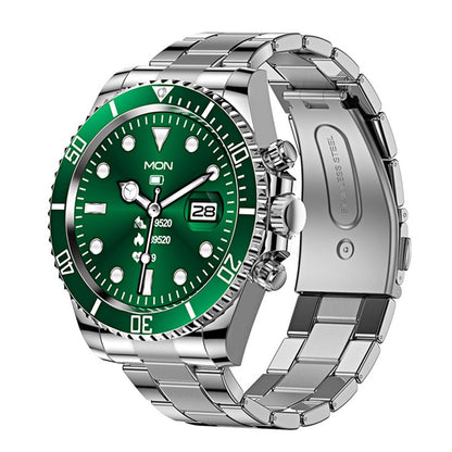 Multifunctioneel Heren Smartwatch met Bluetooth Gespreksfunctie – Roestvrijstalen Band met Draaibare Bezel – Hartslagmeting & Fitnesstracking
